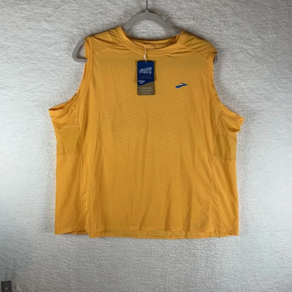 Brooks Tank Top Women's 2XL Saffron Polyester Stretch Atmosphere Sleeveless 7113